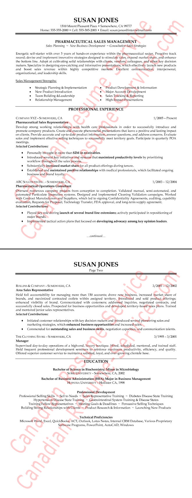 Pharmaceutical Sales Manager Resume.